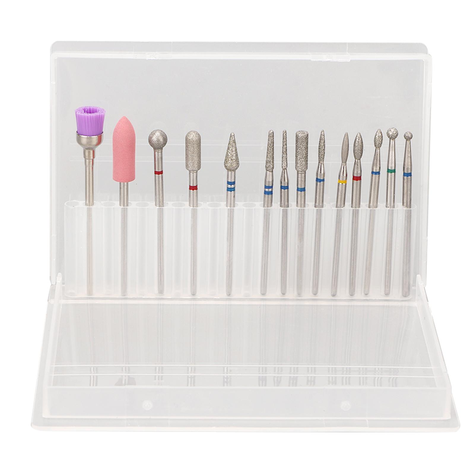 

20 отверстий, 14 шт., держатель для шлифовальной головки для ногтей, держатель для насадок для маникюра и педикюра с прозрачной коробкой для хранения