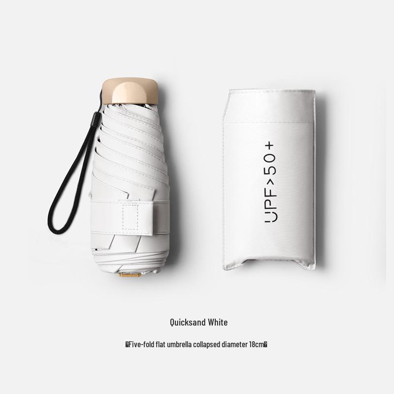Mini Ultralight Five-Fold Anti-UV Umbrella - Portable Dual-Use for Sun and Rain, Customizable Women's Sunshade.