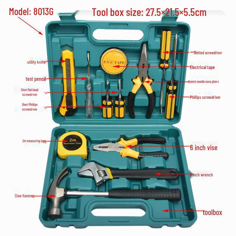 Toolbox Set: 8, 9, 12, 13, 16 Piece Household & Car-Mounted Repair Kit