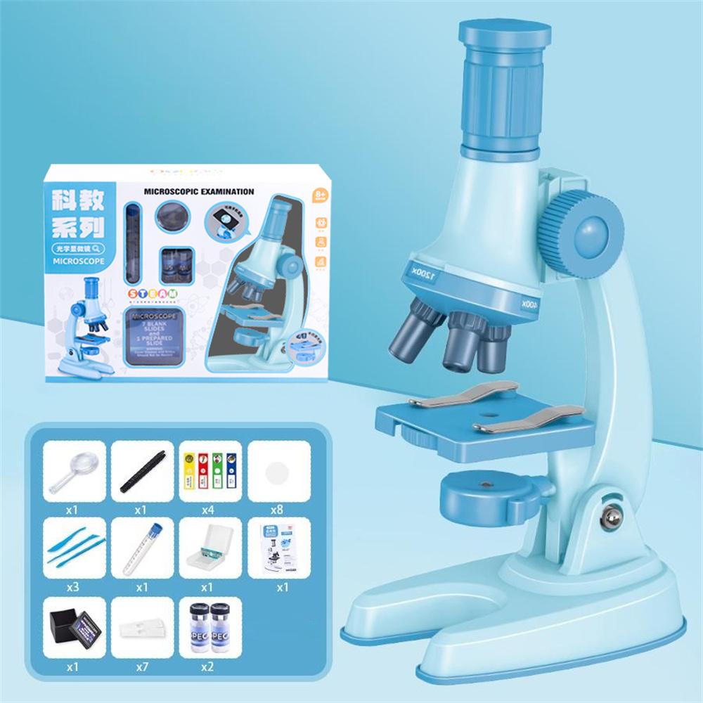 

C2502U Kids Microscope Set 1200x Magnification Educational Science Toy STEM Learning Optical Kit for Biology Experiments B