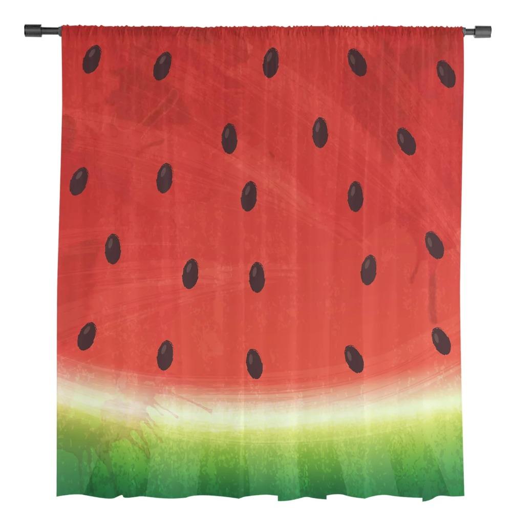 Watermelon Fruit Cartoon Sheer Curtains for Living Room Decoration Tulle Voile Organza Window Curtains for Kitchen Bedroom
