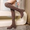 Women Suede High Boots Sexy Mid Heels Over The Knee Elegant Shoes Woman 2025 Trend Winter Pumps Fashion New Mujer Chelsea Boots