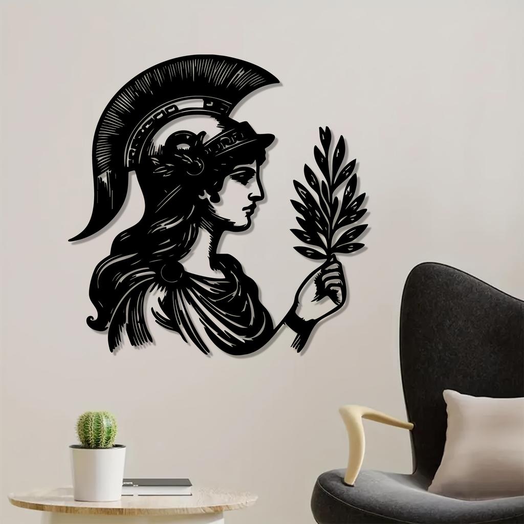 1 Stück Athena Metallwandkunst Griechische Mythologie Statue Terrasse Garten Zaun Dekor Wetterbeständige Skulptur Feiertagsgeschenk