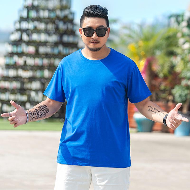 Tricou largi pentru bărbați de mărime mare M-7XL 8XL Tricou cu mâneci scurte pentru bărbați, culoare uni, cu gât rotund