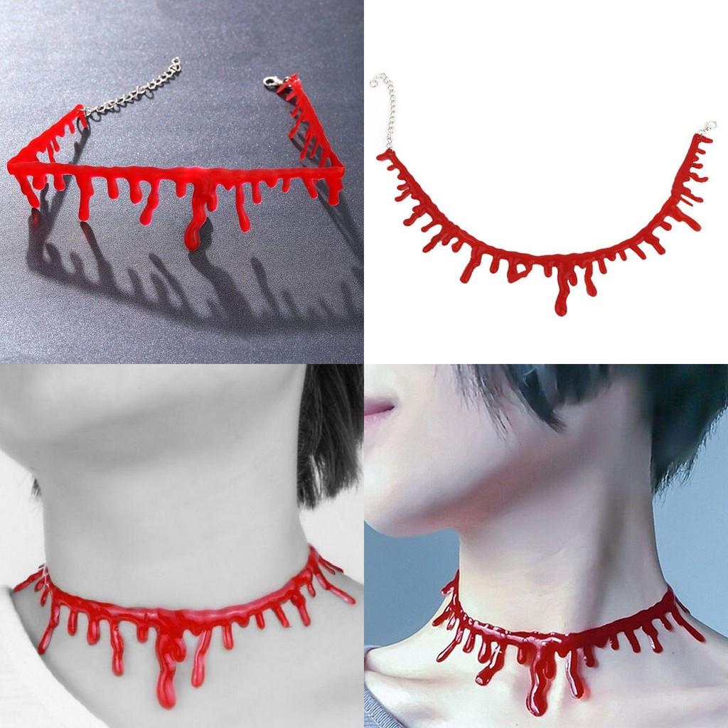 Halloween Vampire Necklace Spooky Gothic Style Plastic Geometric Blood Necklace