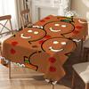 1pc Merry Christmas Gingerbread Theme, Durable Polyester Tablecloth, Cartoon Printed Tablecloth Adds Warm Atmosphere for Family Gatherings, Brings Joy