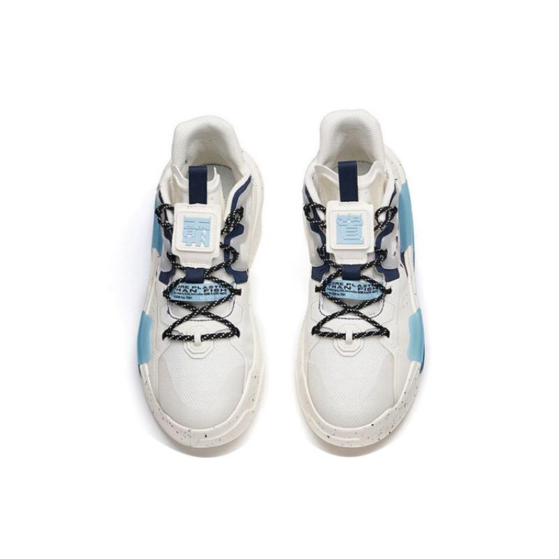 WWF Anta Bastard 3.0 Anti-Slip And Wear-Resistant Lightweight Mid-Top Skateboard Shoes White Blue Sneakers 112138081-6