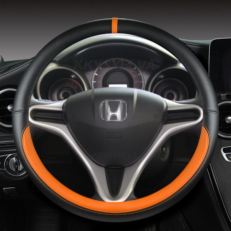 PU Leather Car Steering Wheel Cover For Honda Fit Jazz City 2009-2013 Insight 2010 -2014 Civic 2004-2014 Auto Accessories FVR0