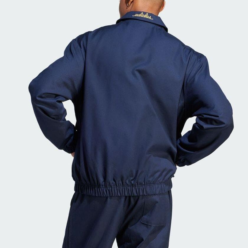 Adidas Originals Solid Color Brand Logo Zip Collar Long Sleeve Outdoor Casual Jacket Men Jacket Ink-Blue IR7583