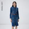 LANCI French Retro Cotton Slimming Denim Shirt Dress