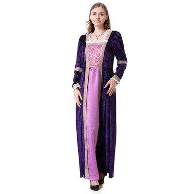 Halloween Court Purple Long Sleeve Dress Women's Renaissance Costumes Cosplay