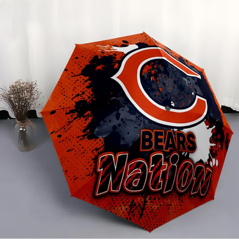 Printed Chicago Bears logo Folding Umbrella,Outdoor,Leisure,And Travel Umbrella,Durable Umbrella Fabric,Birthday And Holiday Gift