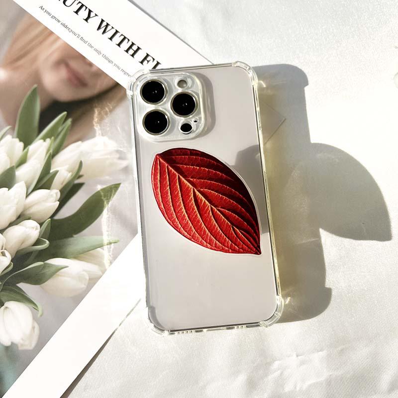 Najlepiej sprzedający się wysuwany stojak na telefon z motywem liścia i przezroczystym wykończeniem epoksydowym