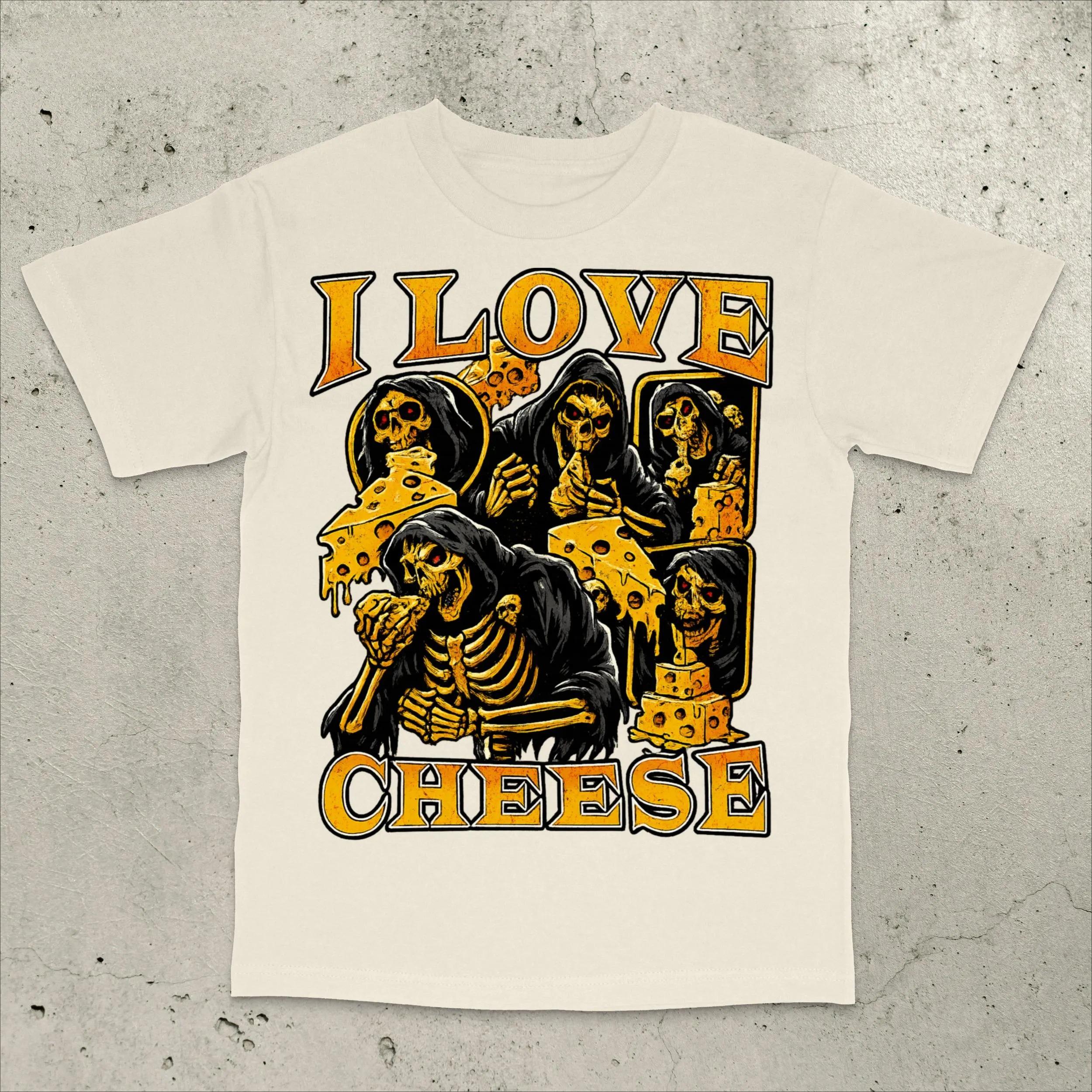 I Love Cheese Mens Tshirt Summer Tracksuit Round Neck Pullover Shortsleeved Tops Casual Sportswear Harajuku Trendy Streetwear 4XL