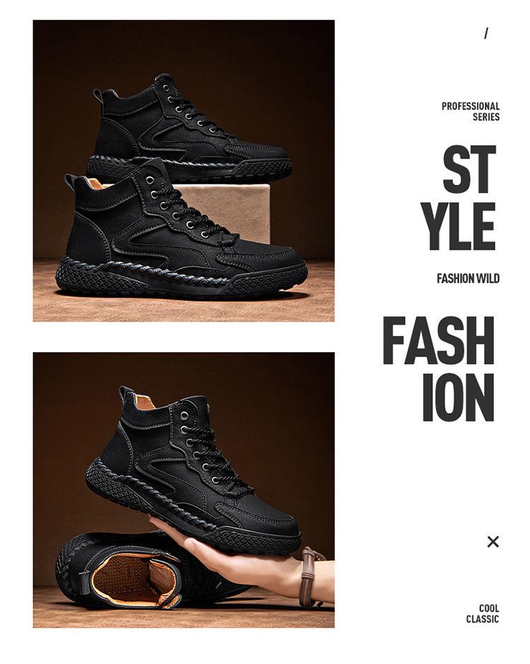 Men's High-Top Lace-Up Martin Boots - Autumn Winter Style, Plus Size Casual Ankle Boots.