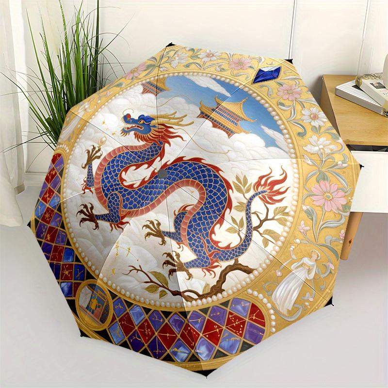 

1pc Chinese Dragon Artwork Umbrella with Plastic Handle,Suitable for All Seasons Home Travel Outdoor UmbrellaB1703