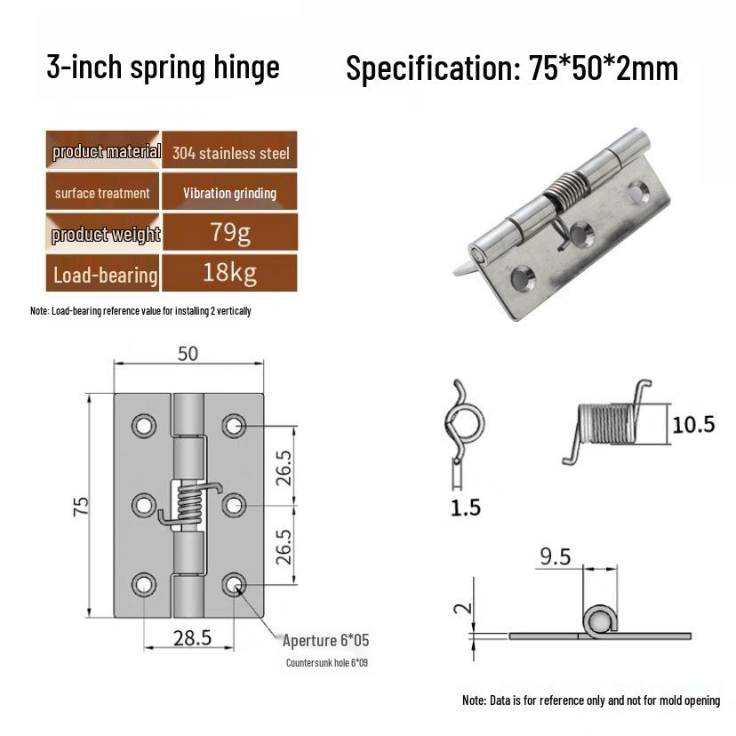 Automatic Spring Hinge - CL253-6: Available in 1", 1.5", 2", 2.5", and 3" for Smooth Opening and Closing.