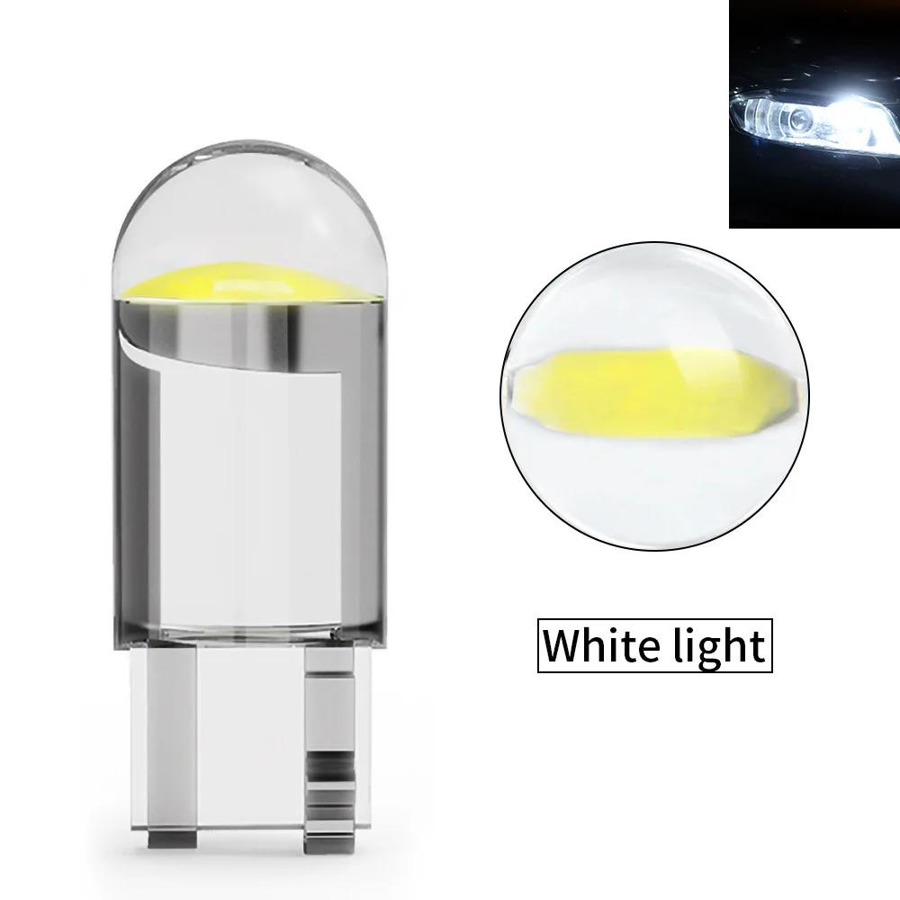 10/50 Pcs COB Glass LED Bulb T10 Car Light 6000K Auto License Plate Lamp Dome Read Light 5W5 LED Signal Light 7 Colors