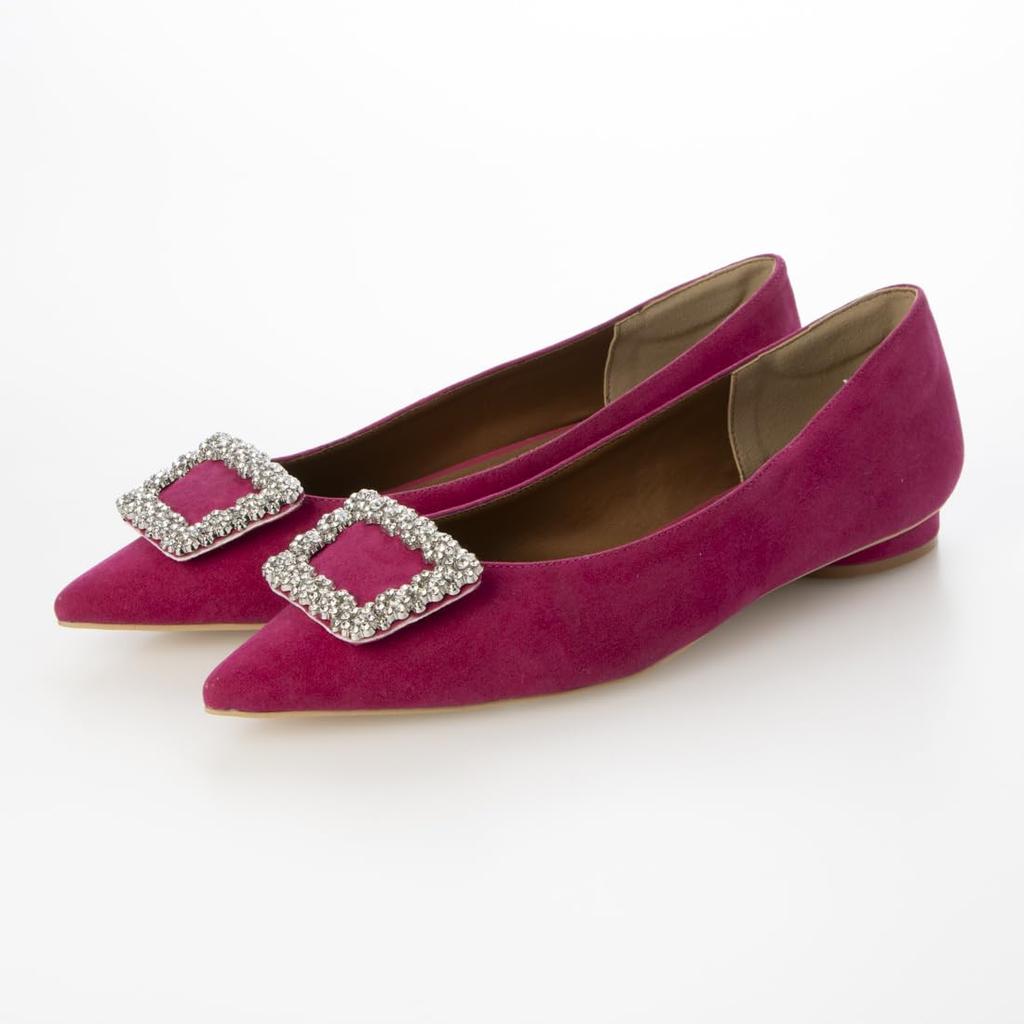 Evol Damen IX5529 Pinke Wildleder Ballerinas mit spitzer Zehenpartie und abnehmbarer Schnalle, Größe 23,0 cm