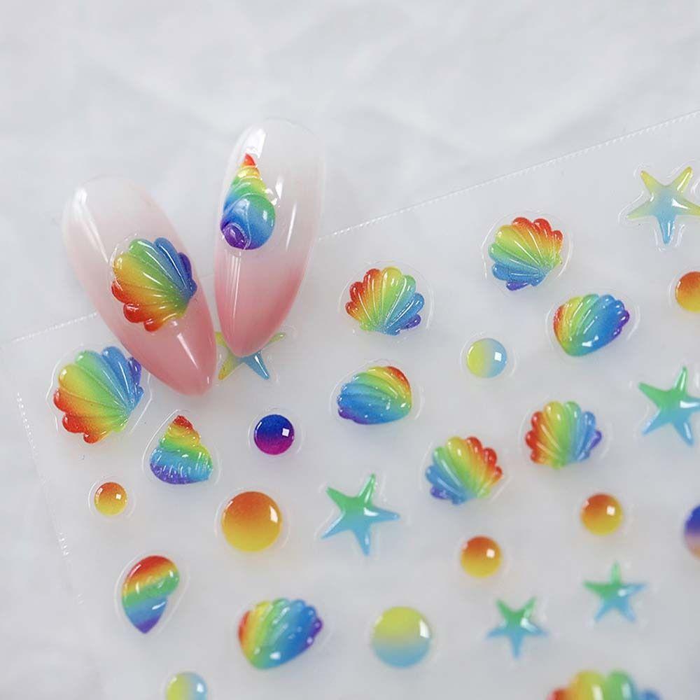 

Mermaid Tail Nail Decals Starfish Nail Decoration Bronzing Jelly Nail Stickers Nail Salon