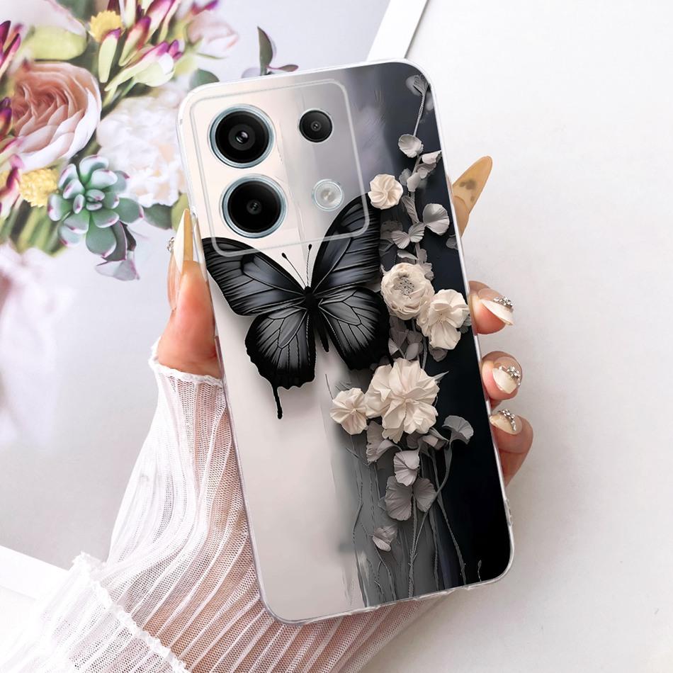 For Xiaomi Poco X6 Pro PocoX6 Cute Flower Butterfly Cat Painted Case For POCO X 6 X6Pro Soft Silicone TPU Phone Cases