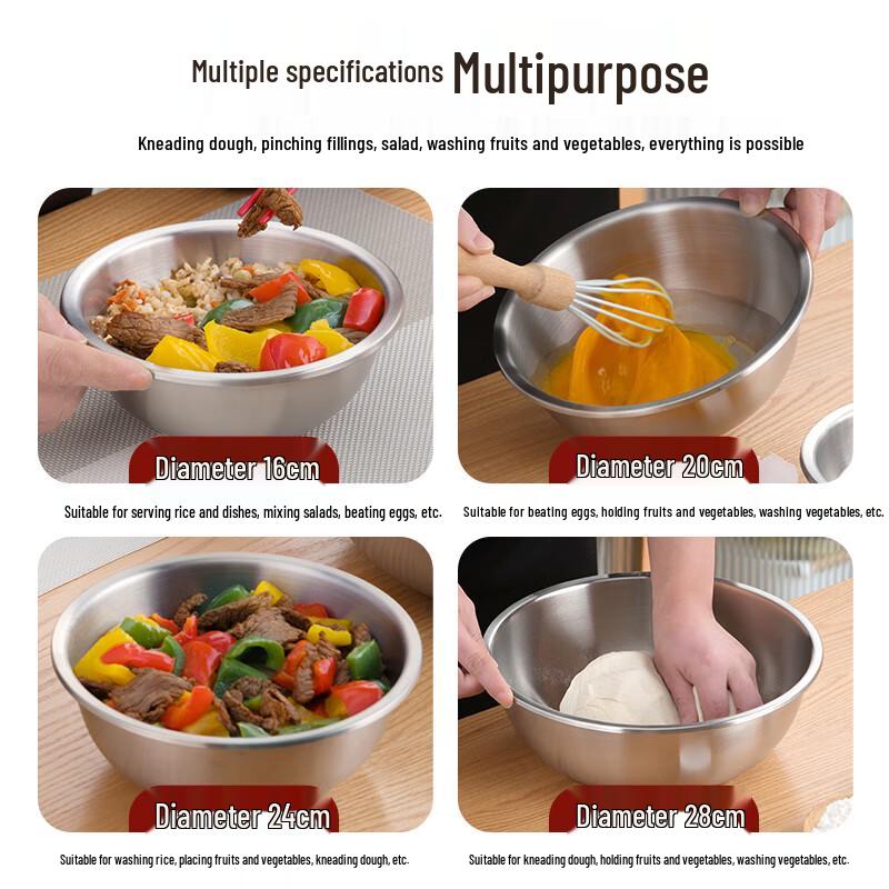 Chahua 304 Stainless Steel Multi-Purpose Basin, 24cm (Set of 2)