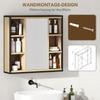 Badezimmerspiegel-Schrank, 6 offene Fächer, 3-stufiges Regal, Wandmontage, Eiche