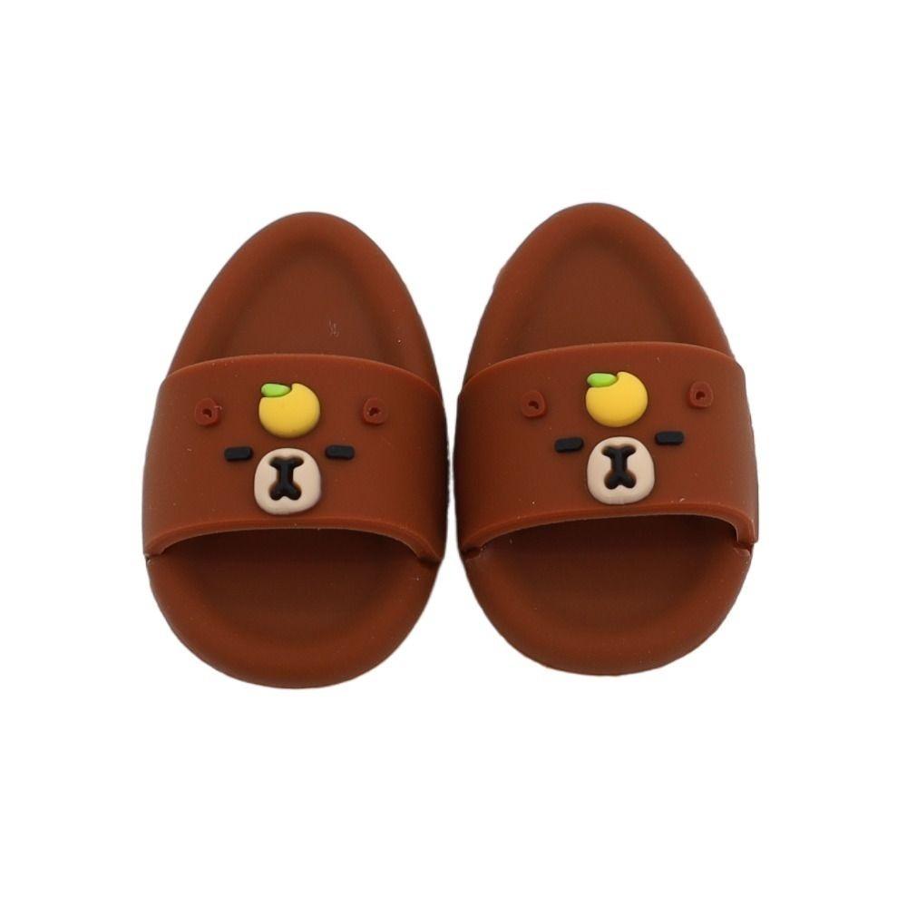 

Hand-made Capybara Slippers Dolls Accessories Doll Shoes New Mini Slippers 1/6 Point Doll S коричневий