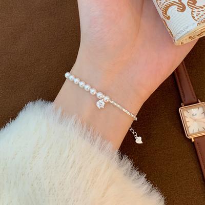 Pearl Broken Silver Bracelet Female Generous Gentle Design Light Luxury High-end Exquisite Jewelry Niche Design Female