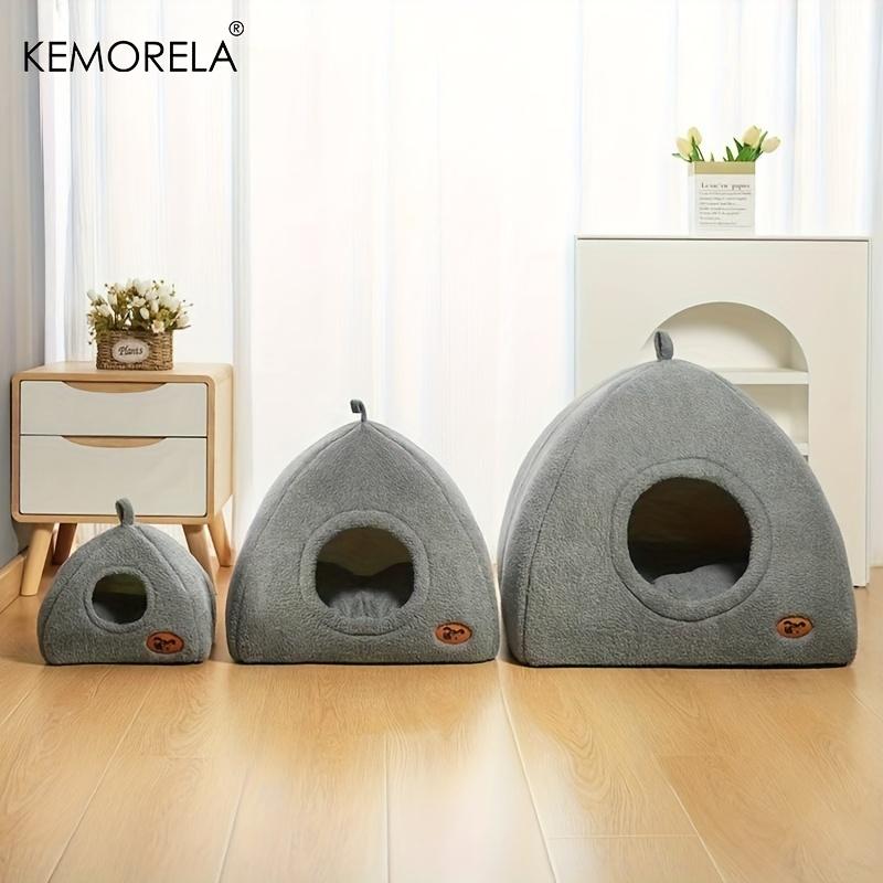 2025 Winter Verdicktes Indoor Katzenbett 2-in-1 Katzenhaus Zeltbett mit Abnehmbarem und Waschbarem Weichem Kissen, Unmontiert