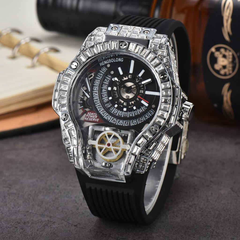 Men's Quartz Watch with Three-Needle Design, Sports Style, Irregular Full Diamond Shape, Similar to Jason Statham's Watch in Warcraft.