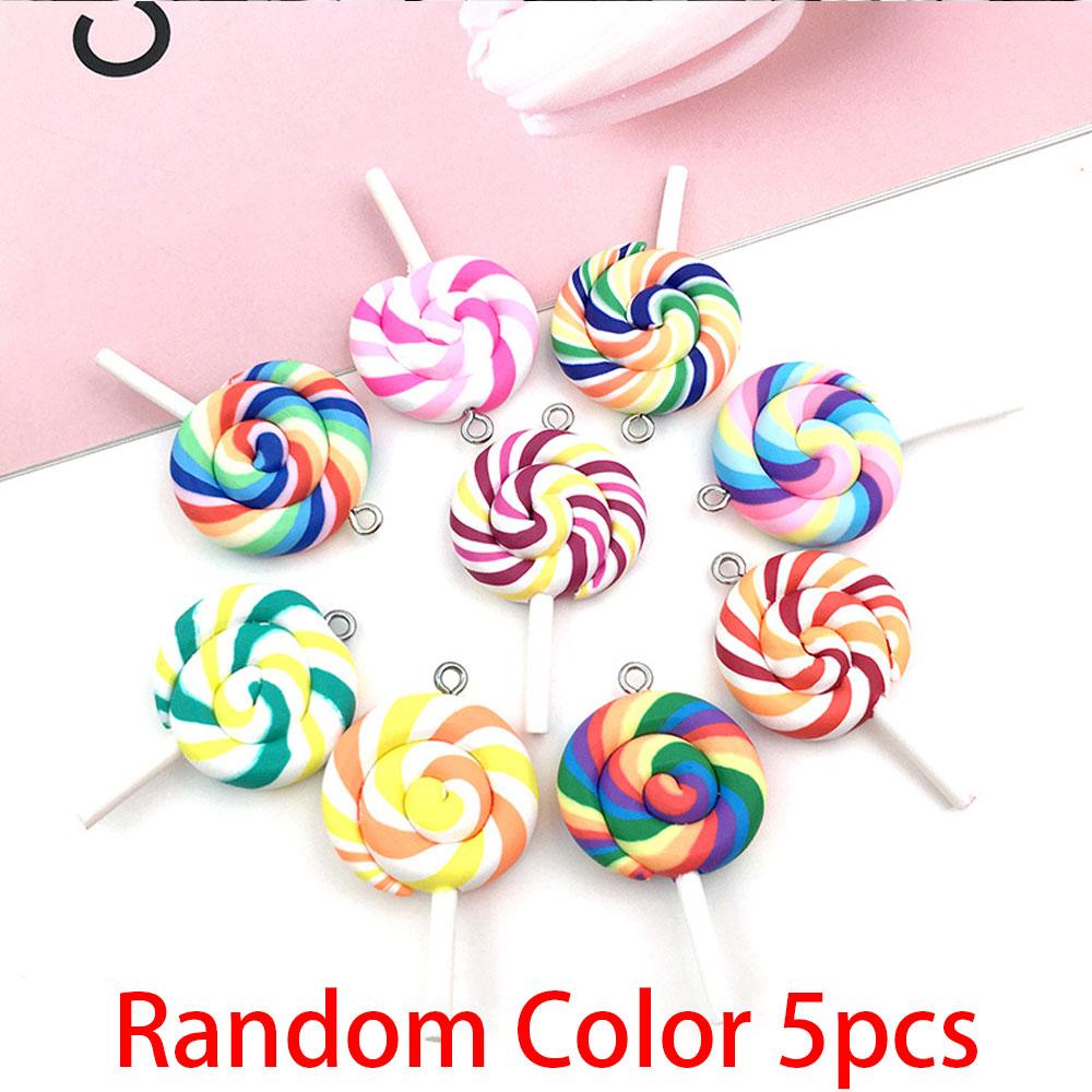 5/10/20pcs Colorful Candy Pendant Polymer Clay Candy Candy Pendant Mobile Strap Key Bag Decoration DIY Jewelry Making