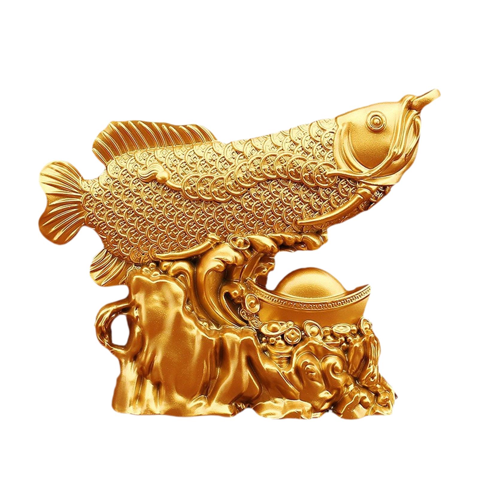 

Feng Shui Gold Fish Figurine Alloy Sculpture Antique Decoration Figure for Business Opening Housewarming Gift золотий