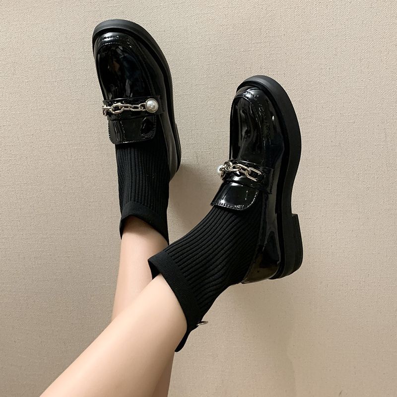 Knitted Elastic Socks Boots Women's 2025 New Loafers Thin Boots British Fashion Thin Short Boots Winter