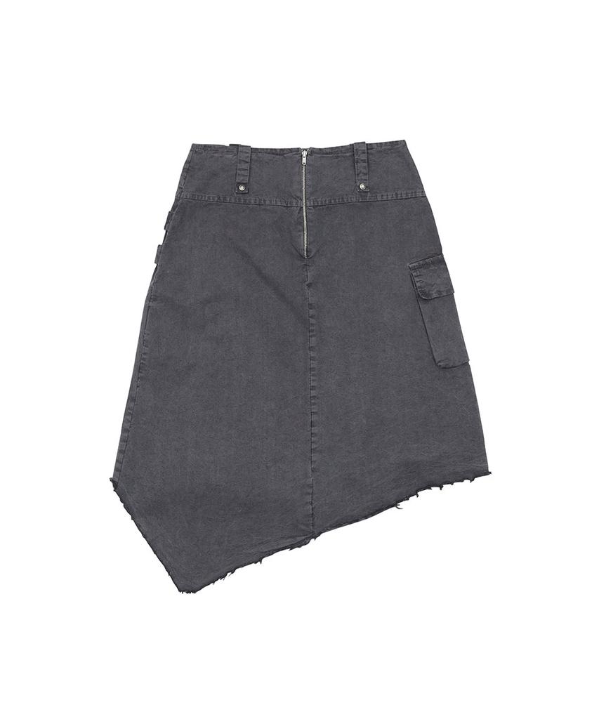 No Extra Touch Dyed Snap Stud Midi Skirt (Charcoal) / 26Smsk001Ch
