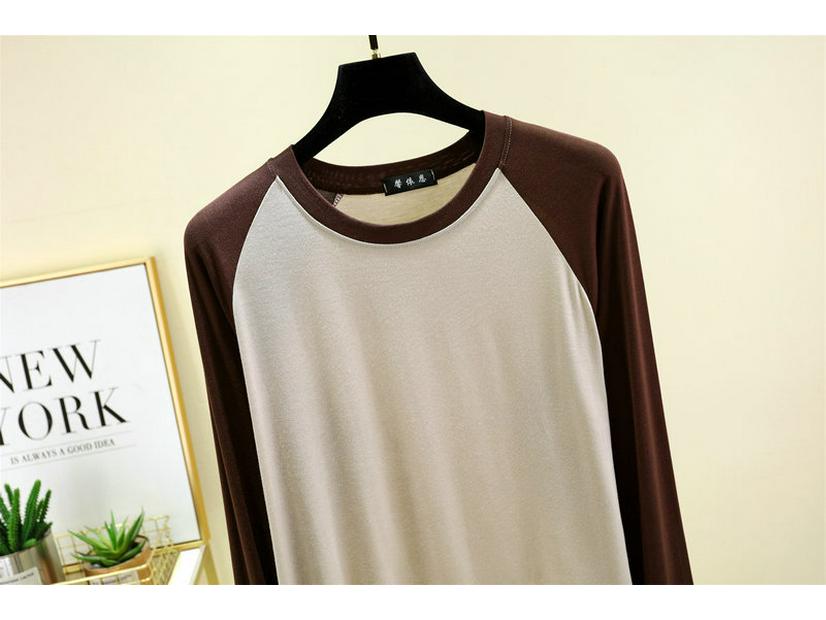 2024 Women's Black & White Color Block Raglan Long Sleeve Retro T-Shirt - Spring/Summer Loose & Slimming Base Layer