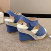 Women's Platform Wedge Peep-Toe Sandals with Round Toe High Heel for Outdoor Wear