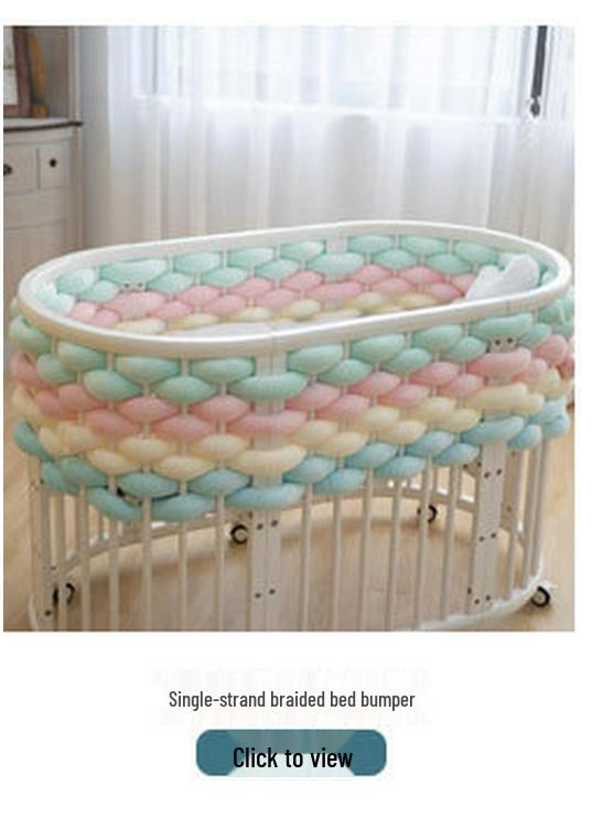 Nordic Cable Knit Crib Bumper - Three-Strand Braid Knotted Rope Pillow