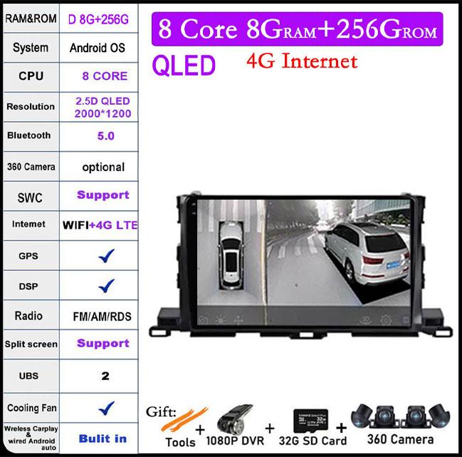 Android 14 For Toyota Highlander Kluger 3 XU50 2013-2019 Car Audio Player Autoradion Radio Video Multimedia Stereo Carplay Head