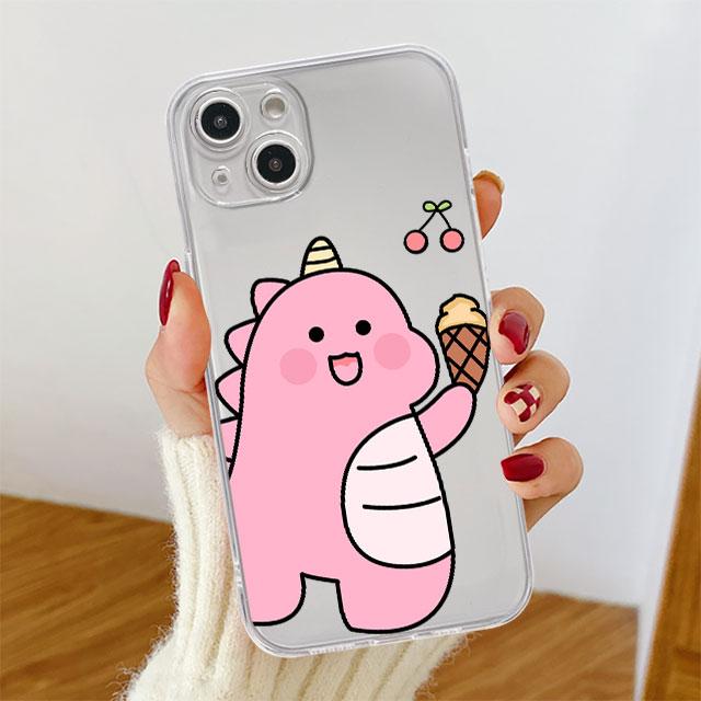 

Милый прозрачный чехол с изображением маленького динозавра для Apple iPhone 11 14 13 12 Pro 7 8 Plus XR X XS Max 6 6S 14Pro, силиконовый чехол для телефона iPhone 11