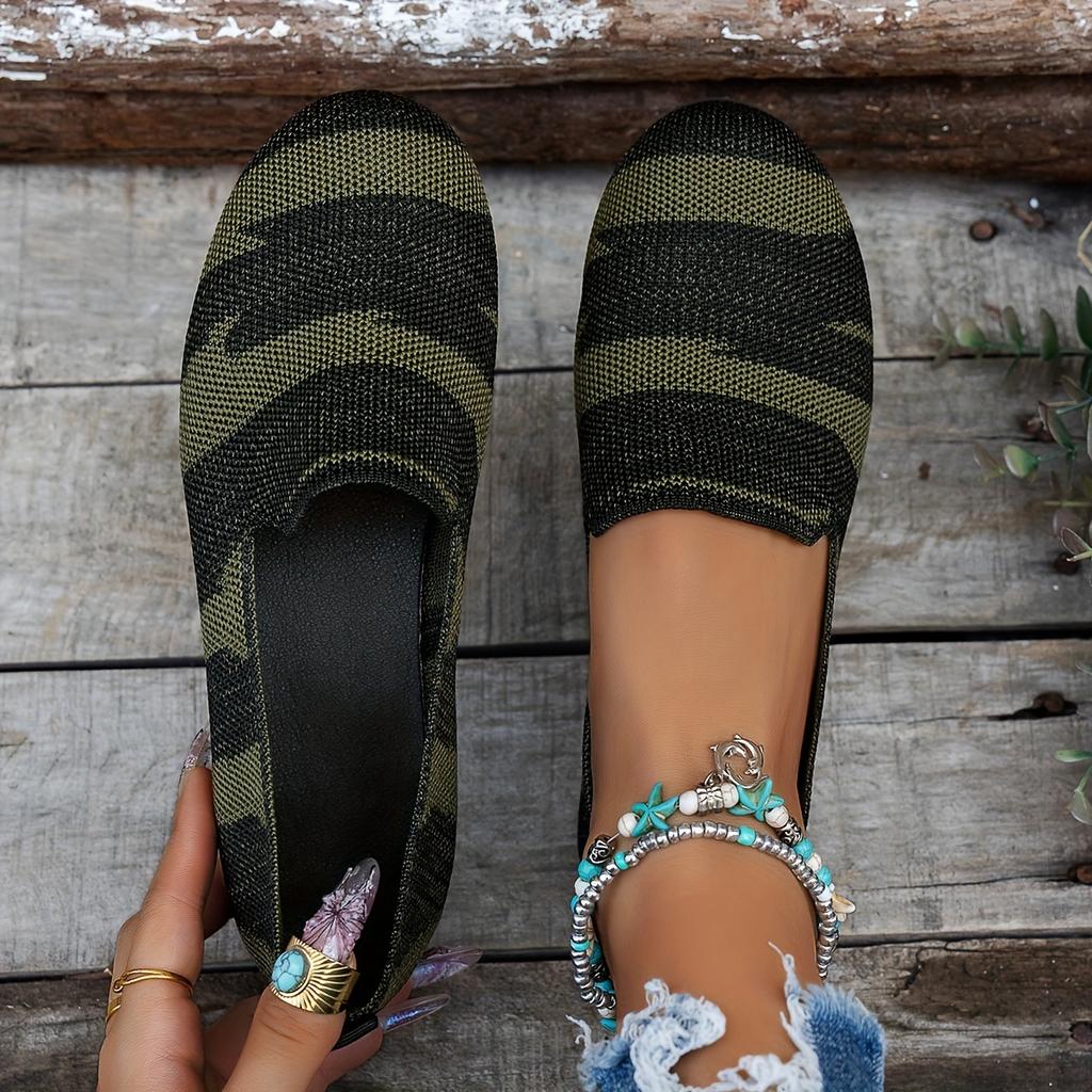 2025 New Fashion Round Head Flat Women's Shoes Shallow Mouth Lazy Big Yards A Stirrups Casual Knitted Single Shoes