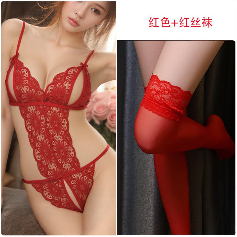 Sex Lingerie Open Sexy Lace Hollow Onesie Passion Bed Teasing Plus Size Tight Female Temptation