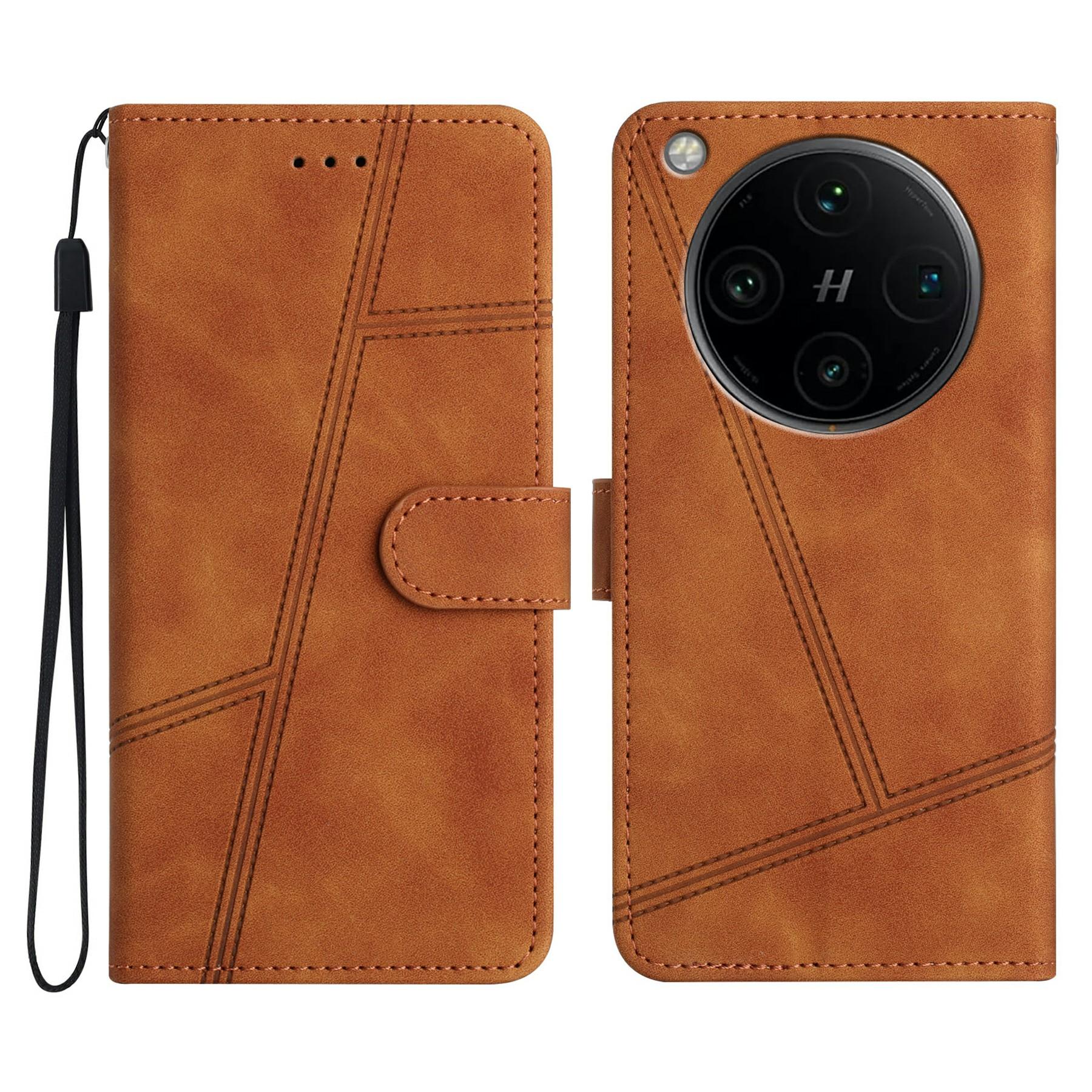 

Чехол-книжка для Oppo Find X8 Pro 5G, кожаный, ретро, с тиснением линий Brown