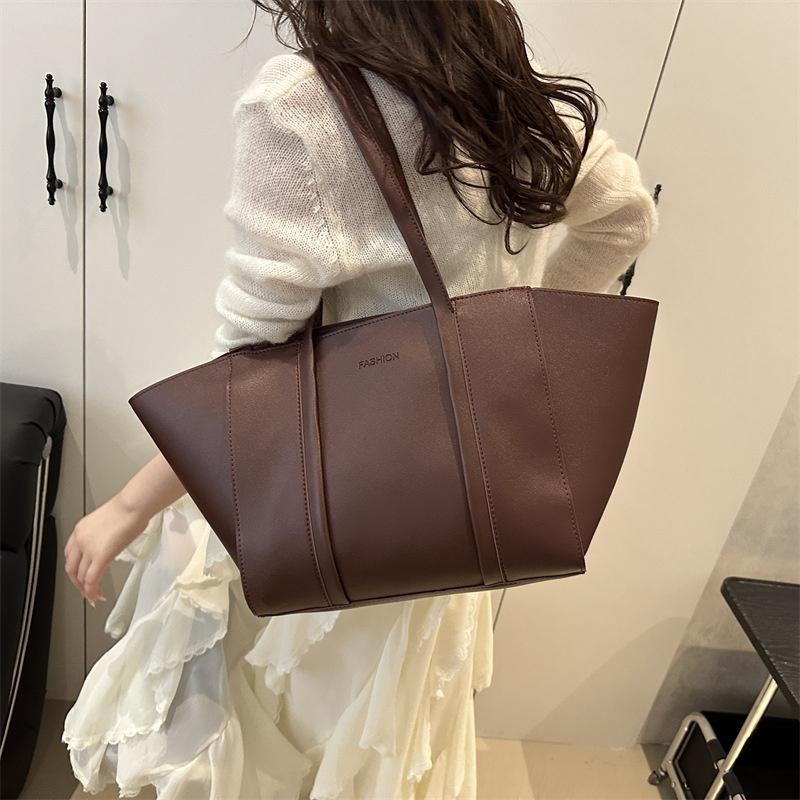 Minimalist Tote Bag Set Letter Printed PU Zipper Closure Shoulder Bag For Women Shopping and Daily Use