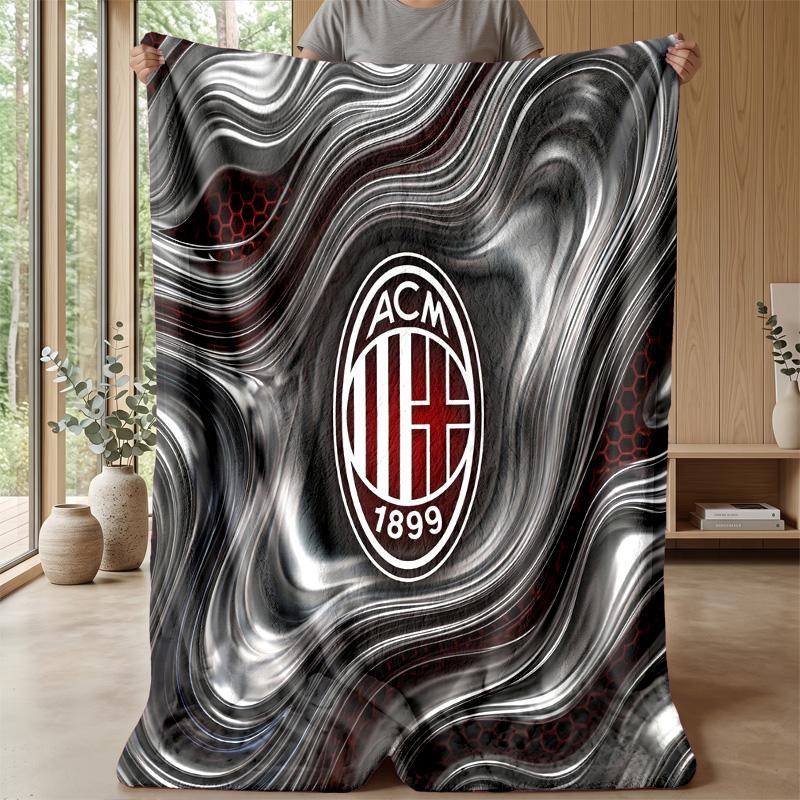 AC Milan Theme Blanket Soft Flannel Blanket Plush Throw Blanket Cozy Sofa Bed Blanket for Home Decor