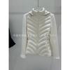 New knitted sleeve splicing down jacket women's slim hooded ribs pattern  white duck down light and thin warm jacket