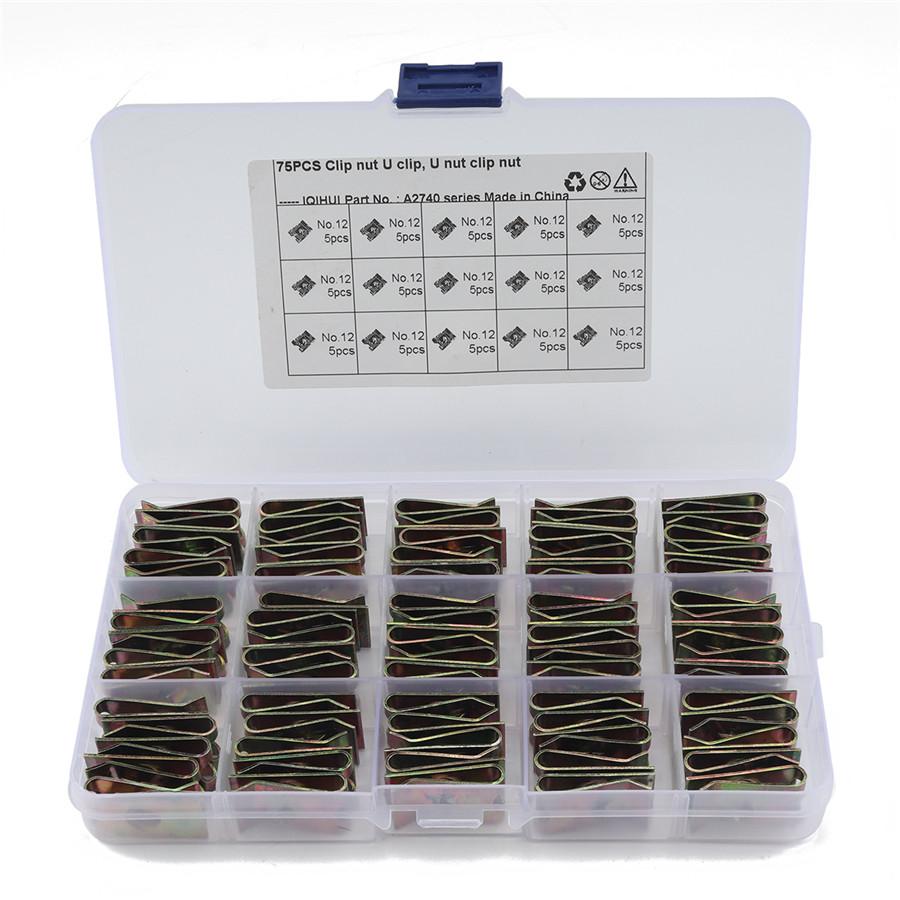 75PCS Universal Speed Fasteners Screw Size No.12 U Clips Spire Auto Captive Nut Clip Motorcycle Car