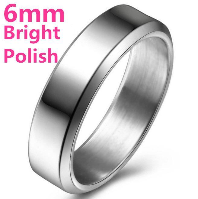 4-8mm Bright and Dull Polish Silver Stainless Steel For Men and Women Couple Ring
