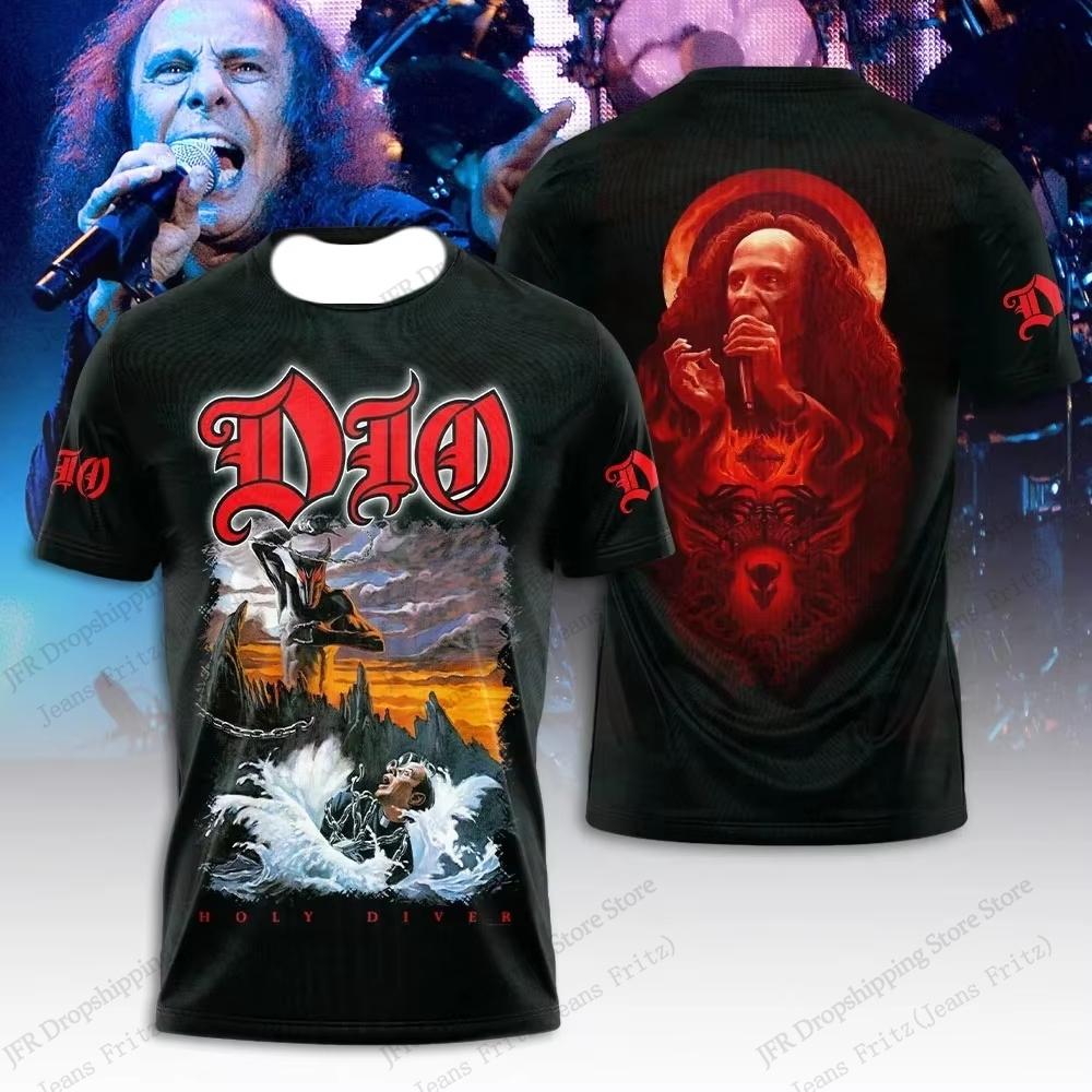 Retro Rock Dio Band 3d Graphic Print T-shirt Men Women Fashion Casual Oversized Short Sleeve Tops Tees Men Clothing Album