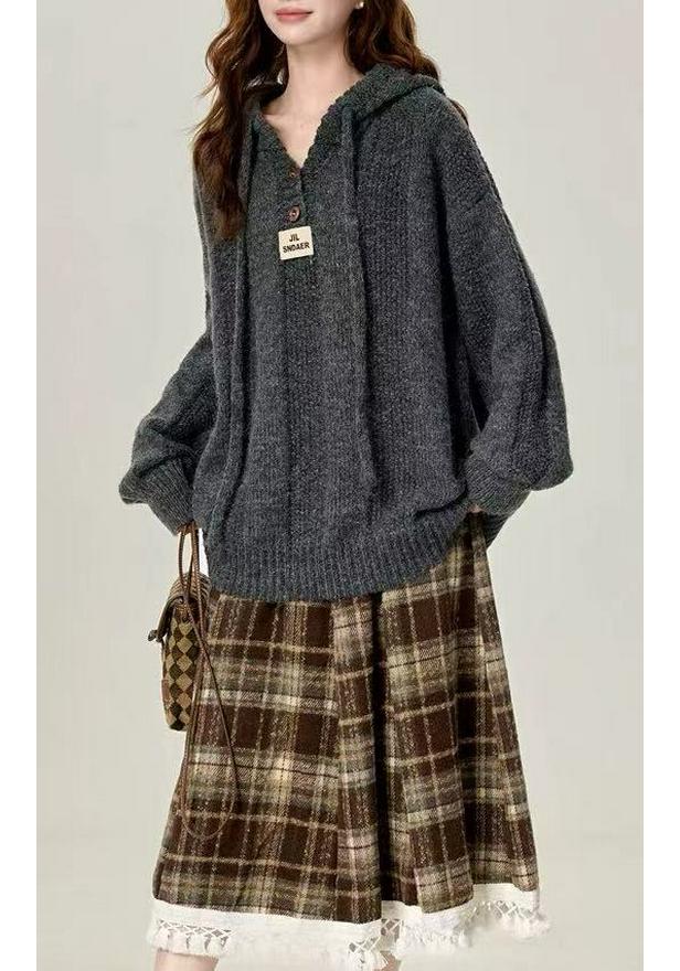 Cozy Loose Hooded Sweater - Korean Style Autumn/Winter Knit Top